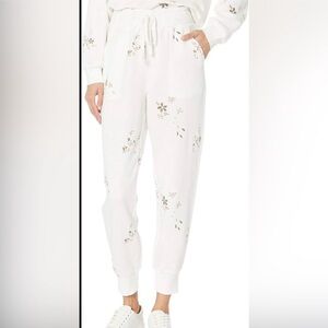 Splendid Women's White Floral Love Me Joggers Size Medium